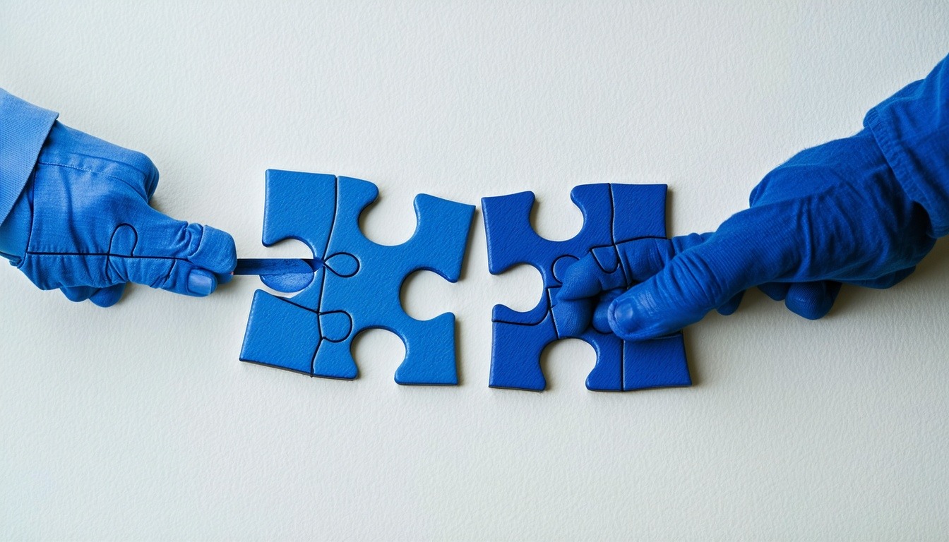 A seamless merger process illustrated by two mergi